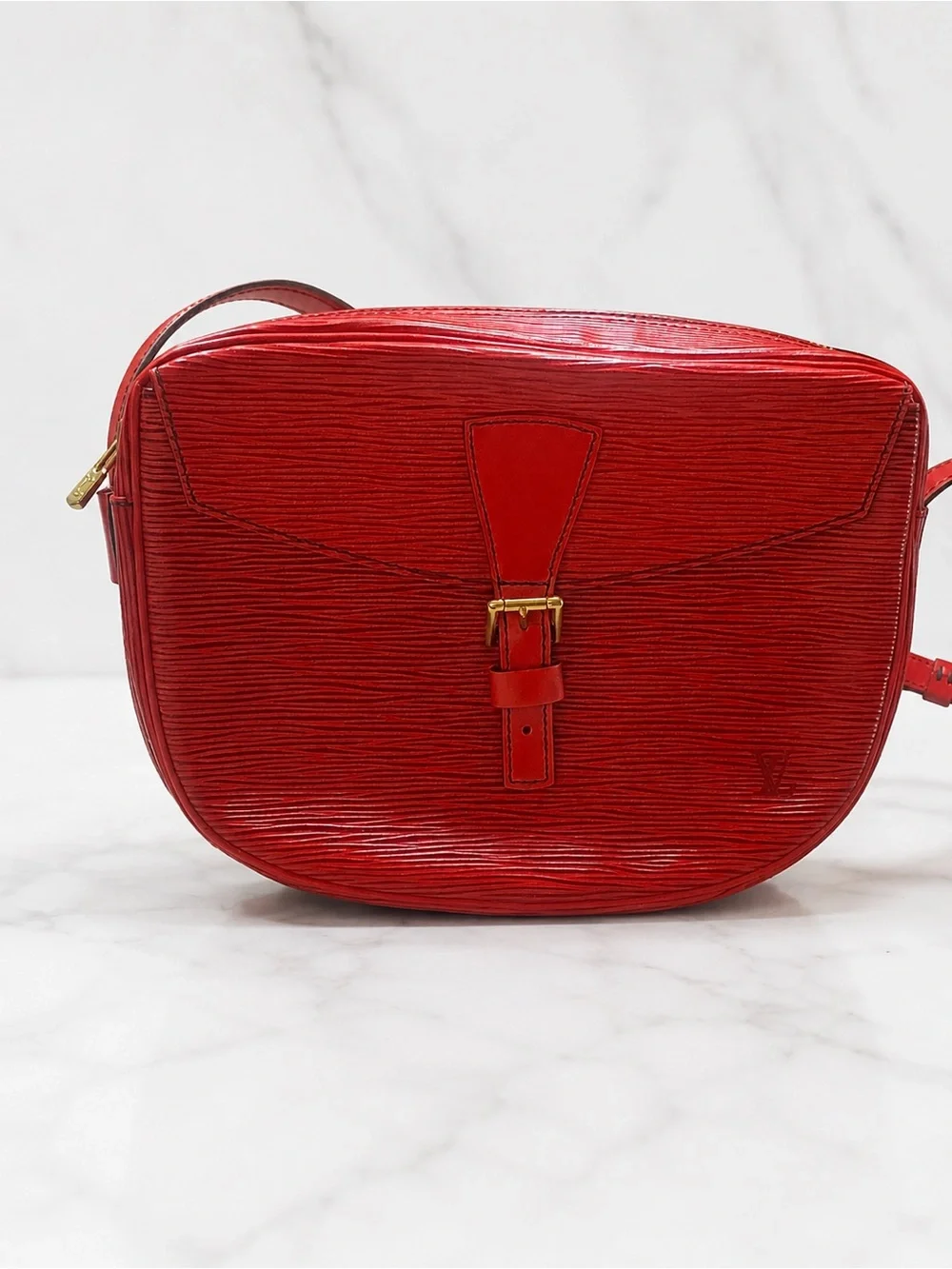 Louis Vuitton Red Epi Leather Crossbody with Gold Buckle